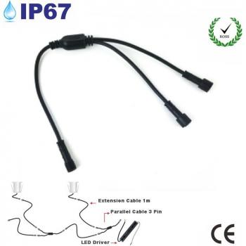 Silizium Kabel 1m mit 2Stift Anschluss IP67