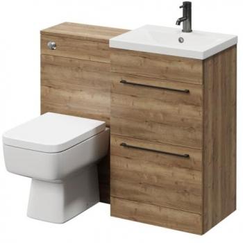 1000 mm Napoli Tobacco Oak Bathroom Vanity – Single Basin, Double Drawer, Gunmetal Grey