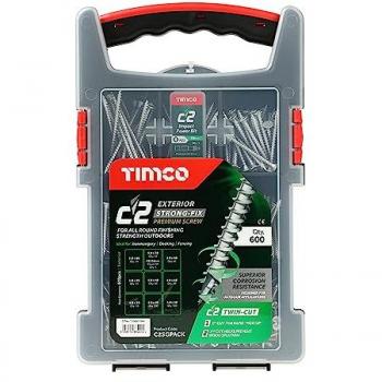 Exterior Strong-Fix C2 Mixed Grab Screw Set – Pz Double Countersunk with Ribs, Twin-Cut, Silver Tray