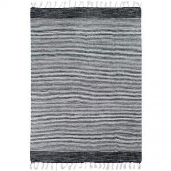 Alfombra étnica 100% algodón con rayas negras 120 x 170 cm