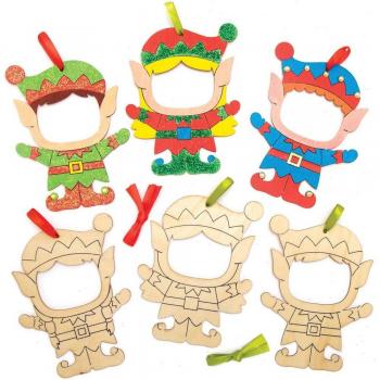 Christmas Elf Wooden Photo Frame Decorations (Pack of 10) Christmas Crafts