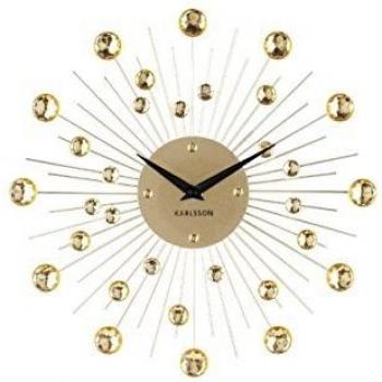 Karlsson Uhr Wanduhr Sunburst Crystal 30 cm – glänzende Gold‑Metalloberfläche