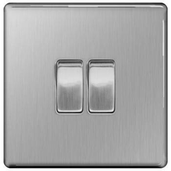 BG Electrical fbs42 Screwless Flat Plate Double Light Switch