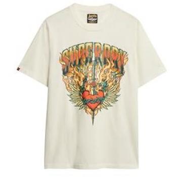 Superdry Herren Shirt „Graffiti Biker“ – Weiß, XL