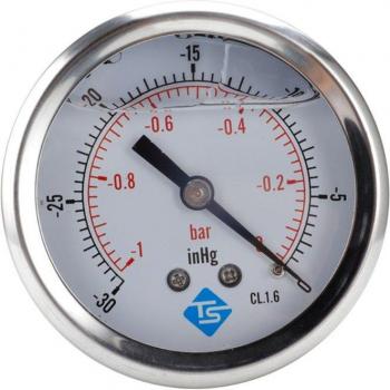 68mm Glycerine-Filled Compound Pressure Vacuum Gauge 1/4 BSP -1 to 2 Bar -30 inHg + 0 to 30 PSI