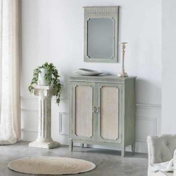Wanderlust deco Recibidor de madera con 2 puertas con rejillas Verde 78x36x95h cm