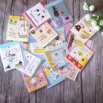 95x75mm Cute Cartoon Girl & Animal Birthday Cards with Envelopes