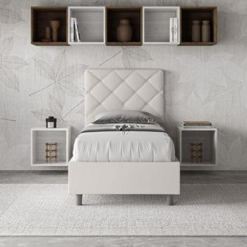 Letto Singolo Contenitore 80x190 cm Priya – Bianco, Similpelle