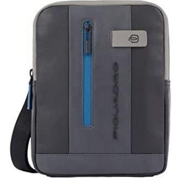 Piquadro Urban Umhängetasche groß, 1 Fach, Leder grau-schwarz