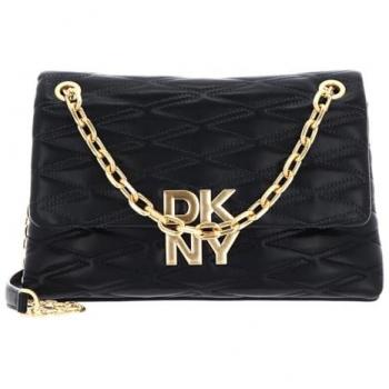 DKNY Schultertasche Minna R433KG73 Schwarz aus echtem Leder