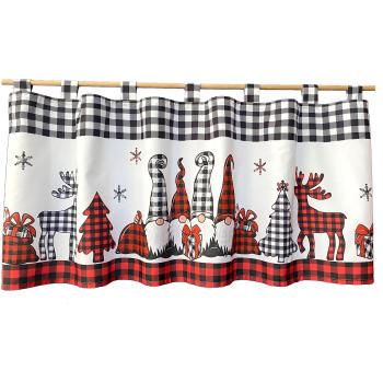 Weckbrodt Scheibengardine „Wichtel & Hirsch“ – Digitaldruck, Bistro‑Stil, Weihnachtsedition