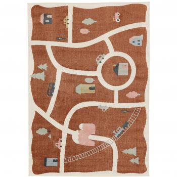 Road Map RugVista Tappeto Rosso e Multicolore 140x200
