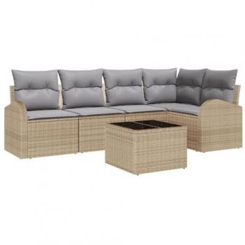 VidaXL Loungesofa Set 6 Teile Schwarz mit Kissen