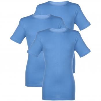 HERMKO Männer‑Tops 3er-Pack Halbarm – Hellblau/Blau