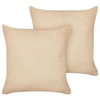 BELIANI Leuzea Set of 2 Boucle Scatter Cushions 45 x 45 cm Sand Beige with Filling