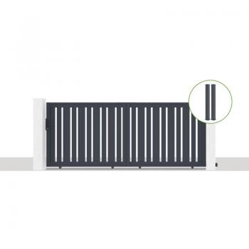 Portail roulant Casanoov 350×140 cm, poteaux Eifel H 166 cm – Couleur gris métallisé