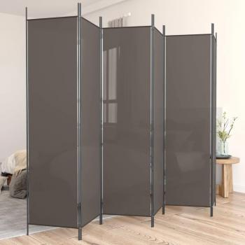 Biombo Divisor 6 Paneles Tela Gris 300x200 cm