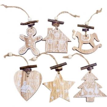 Navidad Natural: Juego de 6 Decoraciones para Árboles con Cuerda