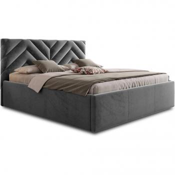 Coffre-lit velours gris 180x200 cm