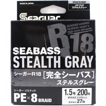 Ligne Seaguar PE R18 Seabass 200m 1.5 27lb Gris