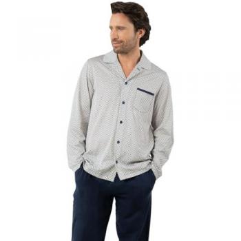 Pyjamas longue taille homme – Col ouvert, Emphasis Multicolor, Tissu mercuré