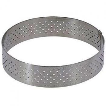 Cercle à tarte perforé à bord droit, inox, rond – référence 3099.03