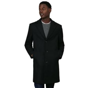 Maine Black Wool Blend Epsom Overcoat – XL