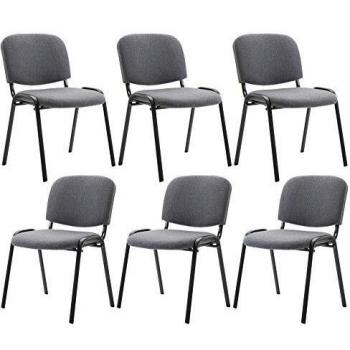 6er Set Stapelstuhl KEN I Besucherstuhl Mit Metallgestell I Konferenzstuhl Grau