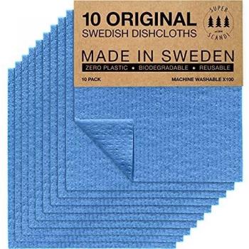 SUPERSCANDI Reusable Cellulose Sponge Dish Rags