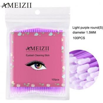 100 écouvillons de nettoyage pour cils en coton coloré