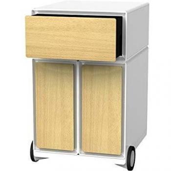 PAPERFLOW Rollcontainer easyBox, 1 Schublade, weiß / Buche