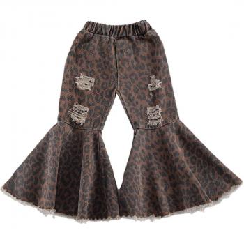 Toddler Girls Denim Ripped Flare Pants