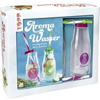 Kreativ-Set Aroma-Wasser: Buch mit Grundlagen und 24 Rezepten sowie zwei Glasflaschen mit Deckeln und Strohhalmen