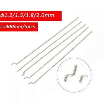 5pcs Servo Linkage Rods Set, Stainless Steel, 1.2mm/1.5mm/1.8mm/2mm