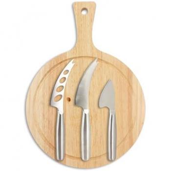 Kit Découpe Ronde Acacia – 24 cm + Trio de Couteaux à Fromage