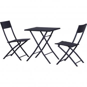 Set Salotto da Giardino in Rattan PE 6 Pezzi con Divano 3 Posti e 2 Poltrone Grigio