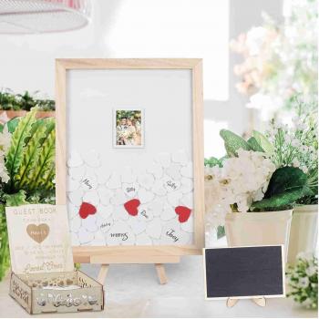 Wooden Wedding Drop Top Frame Guest Book with Hearts