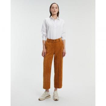 Pantalón culotte de pana para mujer con bolsillos y cintura elástica
