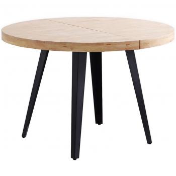 Table design ronde extensible en bois et métal noir D120