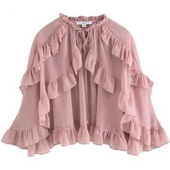 Cape frill rose poudré M-L
