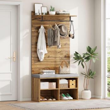 Ingresso Mobile Guardaroba 175 cm Effetto Legno con Panca e Ripiano