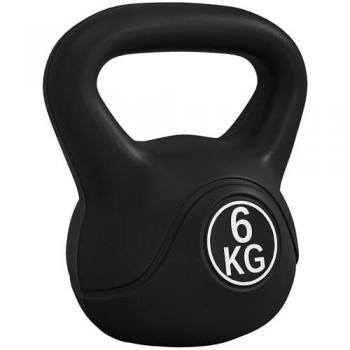 Homcom Peso Ruso Negro 14 kg, Kettlebell con Arena y Mango Ancho