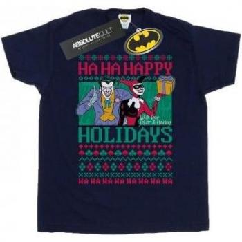 Holiday “Ha Ha” T-Shirt featuring Joker & Harley Quinn – Boys, 12‑13, Black