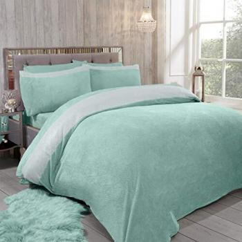 Teddy Bear DIAMANTE SHIMMER Fleece Duvet Cover Set with Pillow Case Thermal Fluffy Warm Soft Cozy Bedding Bed Set