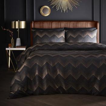 Cocktail Geometric Jacquard Cover Set (Black) – Super King