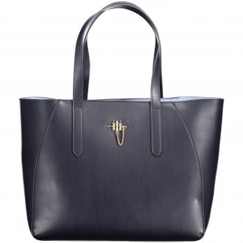 Chic Blue Contrast Detail Shoulder Tote Bag