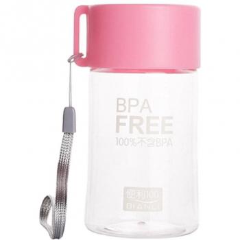 Small Transparent Water Bottle with Rope for Students Leakproof
