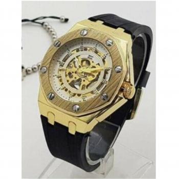 Trade Shop – Traesio Reloj Masculino con Correa Negra y Estilo Dorado