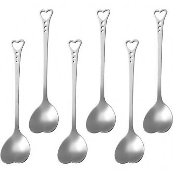6pcs Cute Stainless Steel Heart Spoons for Home Bar