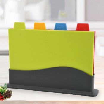 4Pcs Non-Slip Vegetable and Fruit Cutting Board Set with Storage Base
